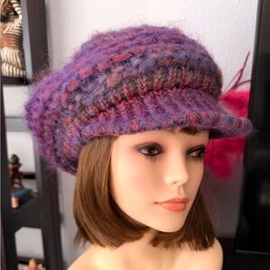 Italian Purple Knit Pageboy Hat